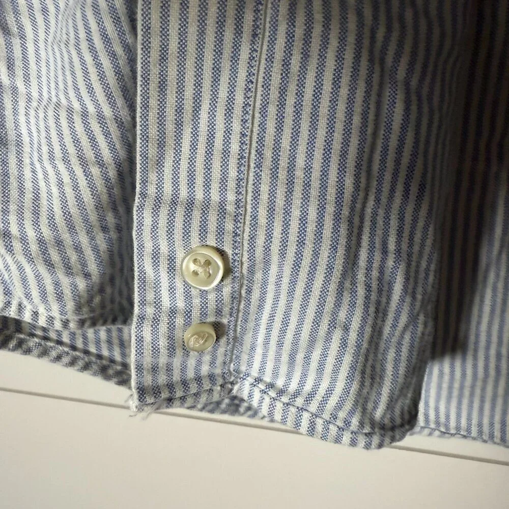 Ralph Lauren Kids Long Sleeve Button Down Blue & White Stripe Sz 16